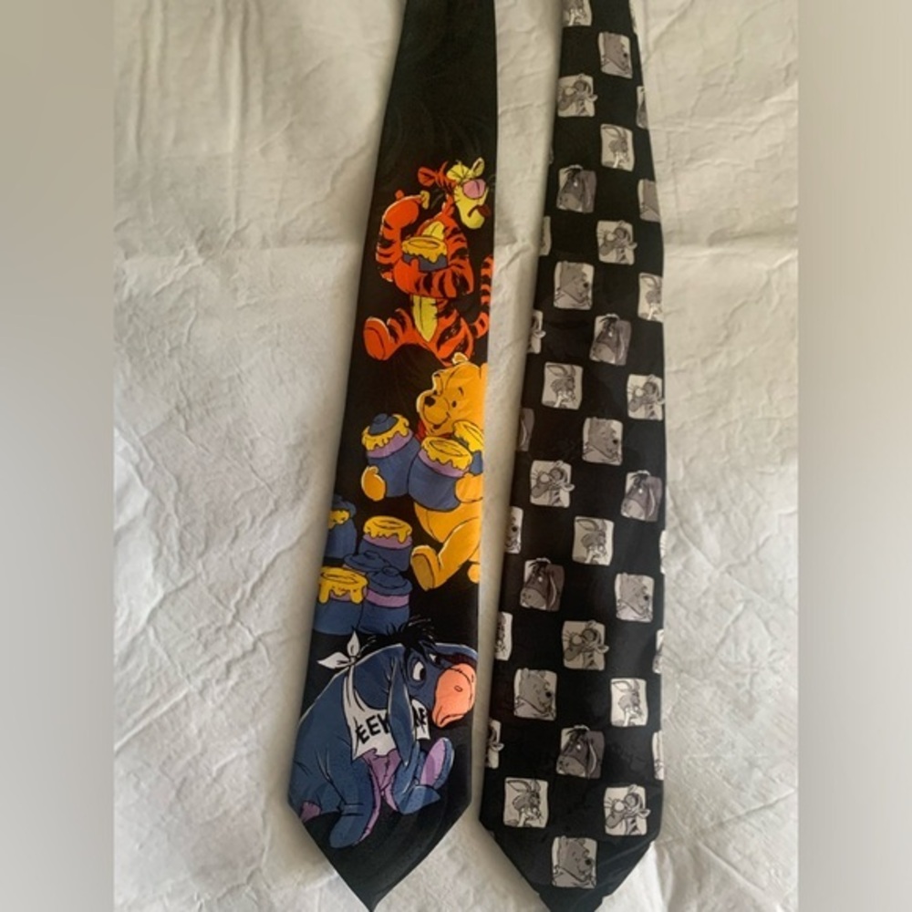 Mens Disney Winnie The Pooh & Friends  Retro 90s‎ Neck Tie Vintage Lot Of 2